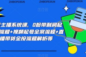 运营主播系统课，0粉带利润起号全流程+视频起号全案流程+直播带货全按流程解析等