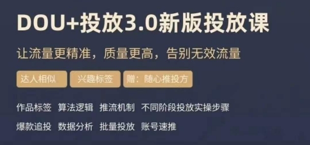 dou+豆荚投放实操课3.0新版,让流量更精准,质量更高,告别无效流量插图 dou+豆荚投放实操课3.0新版,让流量更精准,质量更高,告别无效流量