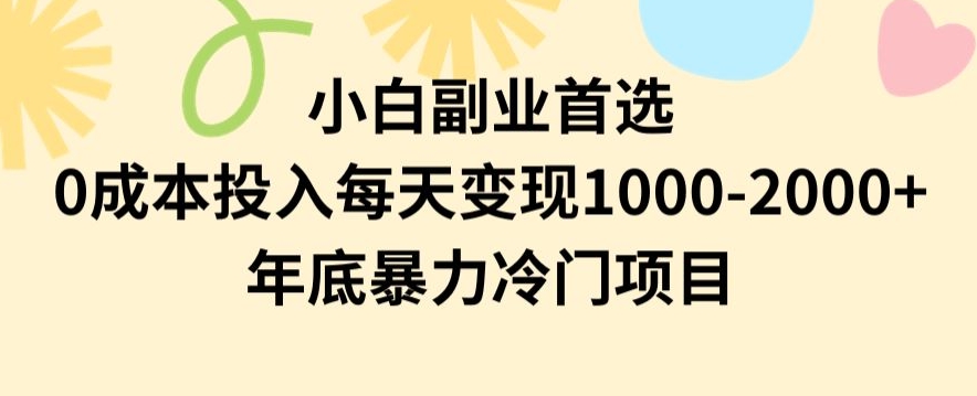 小白副业首选,0成本投入,每天变现1000-2000年底暴力冷门项目【揭秘】插图 小白副业首选,0成本投入,每天变现1000-2000年底暴力冷门项目【揭秘】