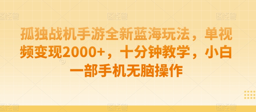 孤独战机手游全新蓝海玩法,单视频变现2000+,十分钟教学,小白一部手机无脑操作【揭秘】插图 孤独战机手游全新蓝海玩法,单视频变现2000+,十分钟教学,小白一部手机无脑操作【揭秘】