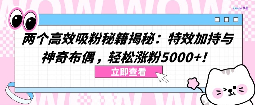 两个高效吸粉秘籍揭秘:特效加持与神奇布偶,轻松涨粉5000+【揭秘】插图 两个高效吸粉秘籍揭秘:特效加持与神奇布偶,轻松涨粉5000+【揭秘】