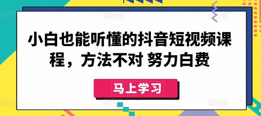 小白也能听懂的抖音短视频课程,方法不对 努力白费插图 小白也能听懂的抖音短视频课程,方法不对 努力白费