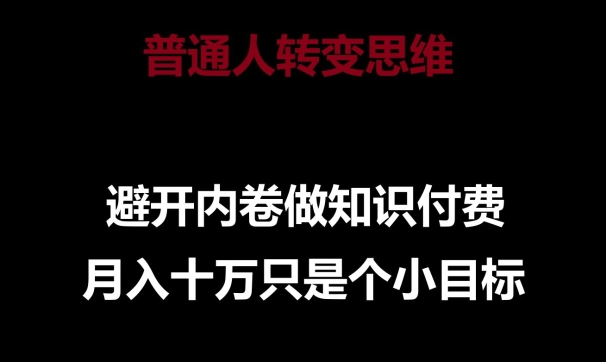 普通人转变思维,避开内卷做知识付费,月入十万只是一个小目标【揭秘】插图 普通人转变思维,避开内卷做知识付费,月入十万只是一个小目标【揭秘】