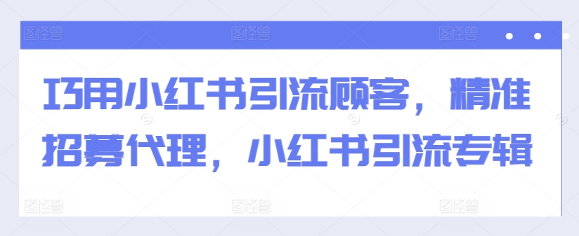 巧用小红书引流顾客,精准招募代理,小红书引流专辑插图 巧用小红书引流顾客,精准招募代理,小红书引流专辑