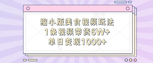 缩小版美食视频玩法,1条视频带货6W+,单日变现1k插图 缩小版美食视频玩法,1条视频带货6W+,单日变现1k