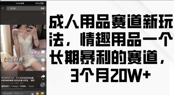 成人用品赛道新玩法,情趣用品一个长期暴利的赛道,3个月收益20个【揭秘】插图 成人用品赛道新玩法,情趣用品一个长期暴利的赛道,3个月收益20个【揭秘】